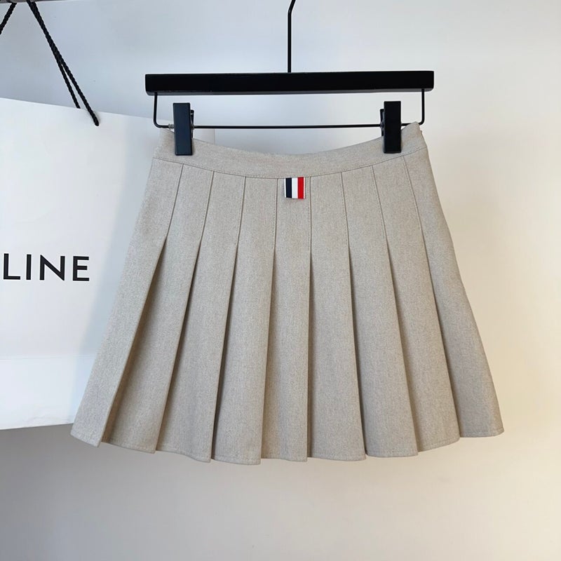 Woolen fabric skirt for women's autumn and winter new style high waist slimming college style TB pleated skirt winter skirt thick A-line skirt - Image 1