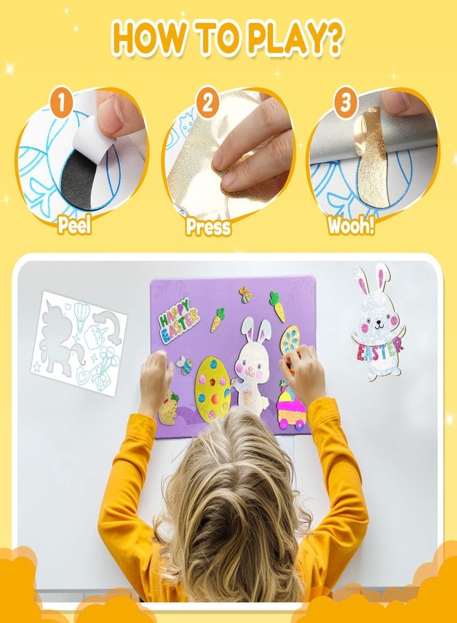 ZMLM Foil Art Kit for Kids - Easter Crafts for Kids 4-8 8-12 Gifts, Fun Mess Free Activity, Easter Basket Stuffers, Girls Boys Arts and Crafts Games Toys (Easter) - Image 4