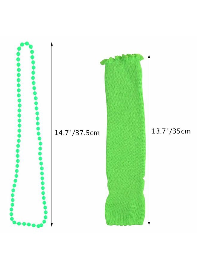 Miayon Kids 6 in 1 Costume Accessories 1970s 1980s Fancy Outfits and Dress for Cosplay Party Theme Party for Girl, Green, One size - Image 3