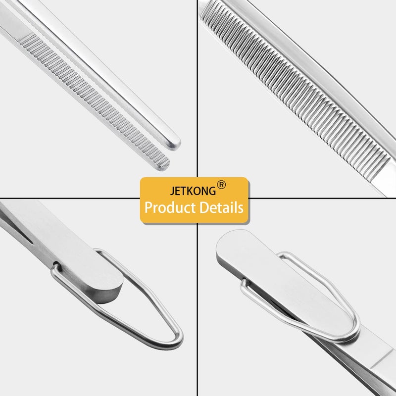 JETKONG Extra Long Kitchen Tweezers Heavy Duty Stainless Steel Cooking Tweezers, Set of 3 (9 12 14 Inch, Silver) - Image 3