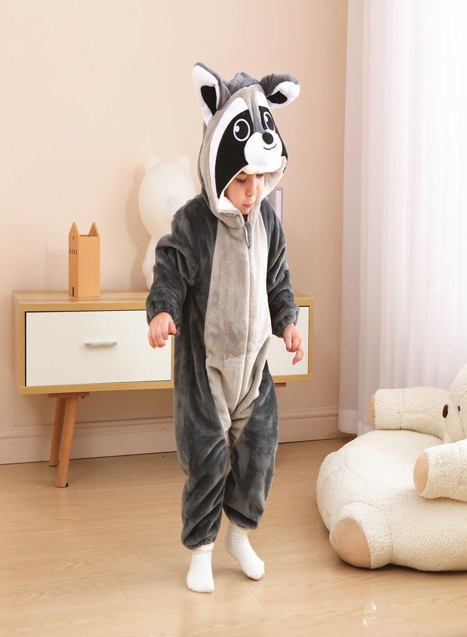 CuteOn Toddler Halloween Costume Onesie Cosplay Romper Christmas Infants Baby Costume Grey raccoon 2-3 Years - Image 5
