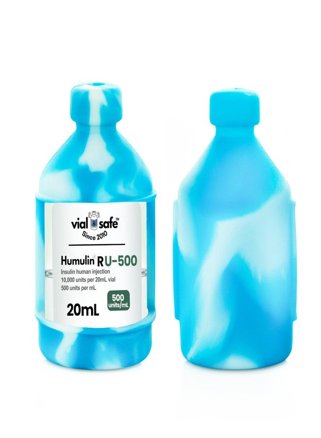 VIAL SAFE™ | Insulin Vial Protector Case | Secure Insulin Bottle Protector & Cover for 20mL Vials | Fits Humulin R U-500 | 2-Pack | Tie Dye Blue - Image 1