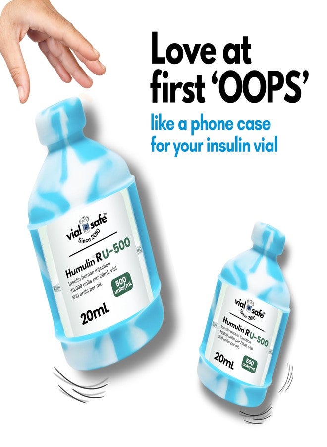 VIAL SAFE™ | Insulin Vial Protector Case | Secure Insulin Bottle Protector & Cover for 20mL Vials | Fits Humulin R U-500 | 2-Pack | Tie Dye Blue - Image 3