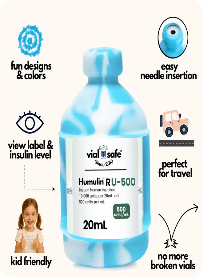 VIAL SAFE™ | Insulin Vial Protector Case | Secure Insulin Bottle Protector & Cover for 20mL Vials | Fits Humulin R U-500 | 2-Pack | Tie Dye Blue - Image 5