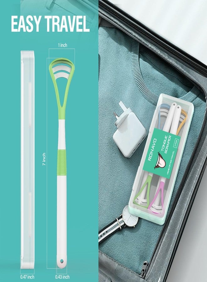 RONAVO Tongue Scraper (8pcs, Brushing and Scraping for Oral Care, 100% BPA Free Tongue Cleaner with Travel Carry Case for Family, Adults, Kids, Reduce Bad Breath for Oral Hygiene - Image 5