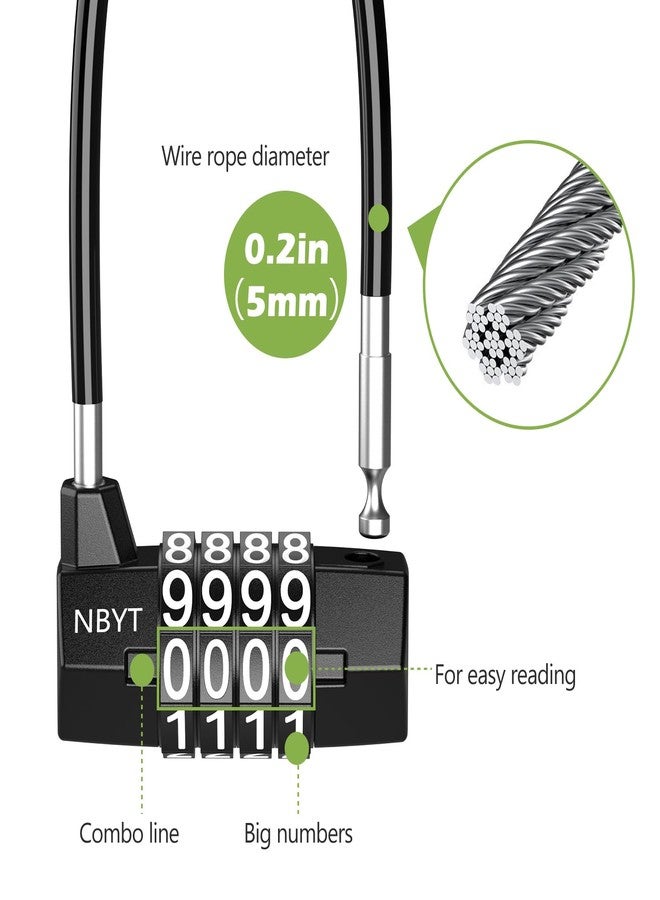 KeeKit 4 Digit Combination Padlock, Resettable Padlock with Steel Cable Rope, Waterproof Lengthened Gym Lock for School, Employee, Gym, Sports Locker, Gate, Case, Toolbox - 2 Pack - Image 4