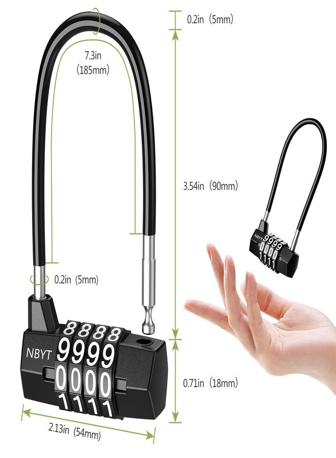 KeeKit 4 Digit Combination Padlock, Resettable Padlock with Steel Cable Rope, Waterproof Lengthened Gym Lock for School, Employee, Gym, Sports Locker, Gate, Case, Toolbox - 2 Pack - Image 5