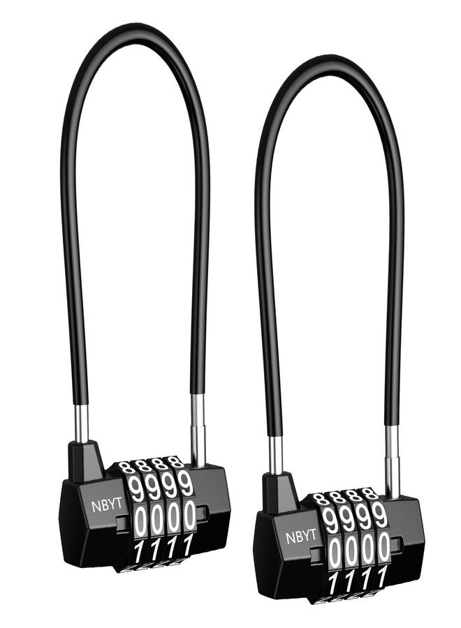 KeeKit 4 Digit Combination Padlock, Resettable Padlock with Steel Cable Rope, Waterproof Lengthened Gym Lock for School, Employee, Gym, Sports Locker, Gate, Case, Toolbox - 2 Pack - Image 1