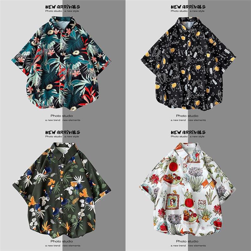 Thai Short-Sleeved Printed Shirt for Men on the Beach, Handsome Retro Hong Kong Style Vintage Floral Versatile Trendy Wholesale - Image 4