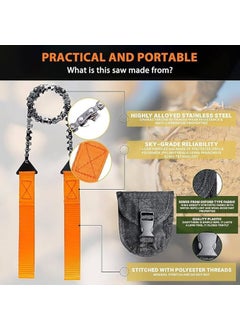 Bindex Bindex Outdoor Pocket Chainsaw24 Inch Compact Folding Hand Saw Tool With with Orange StrapsEmergency Outdoor Survival Gear for Camping Hunting Hiking Cutting Wood Tree  - Image 2