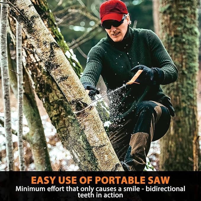 Bindex Bindex Outdoor Pocket Chainsaw24 Inch Compact Folding Hand Saw Tool With with Orange StrapsEmergency Outdoor Survival Gear for Camping Hunting Hiking Cutting Wood Tree  - Image 3