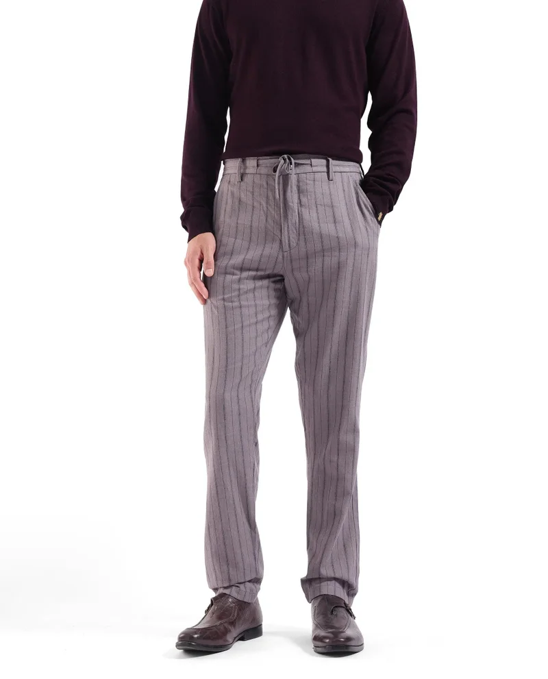 Rare Rabbit Men's Drawstring Cotton Stripe Trouser