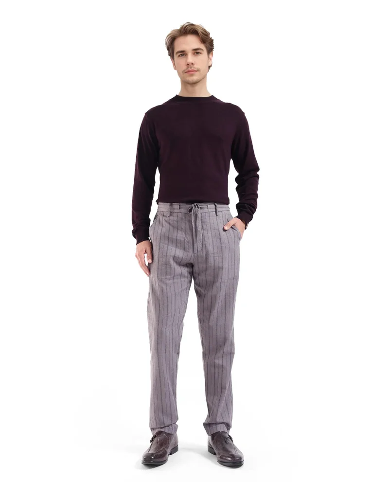 Rare Rabbit Men's Drawstring Cotton Stripe Trouser