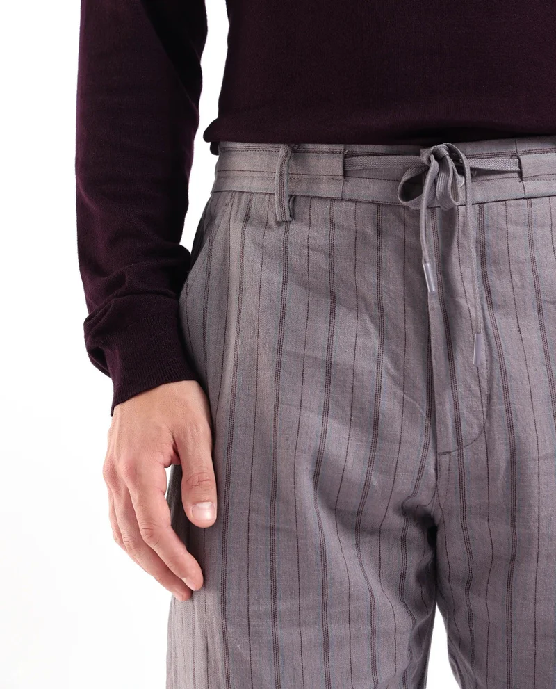 Rare Rabbit Men's Drawstring Cotton Stripe Trouser