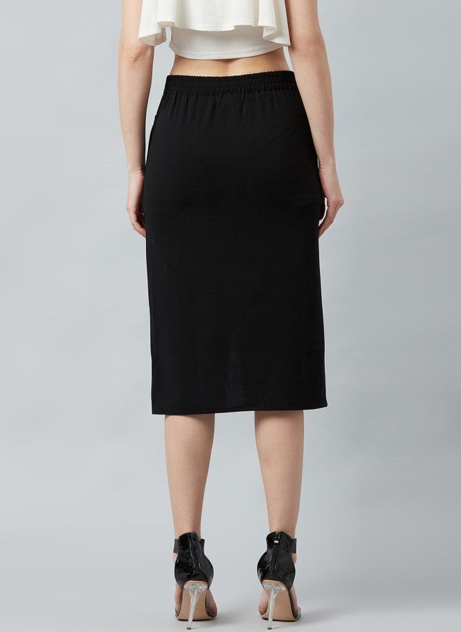 Athena Black Pencil Midi Skirt for Women - Image 4