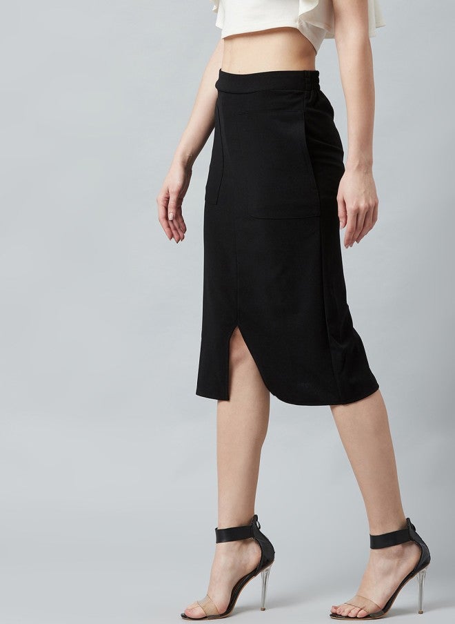Athena Black Pencil Midi Skirt for Women - Image 3