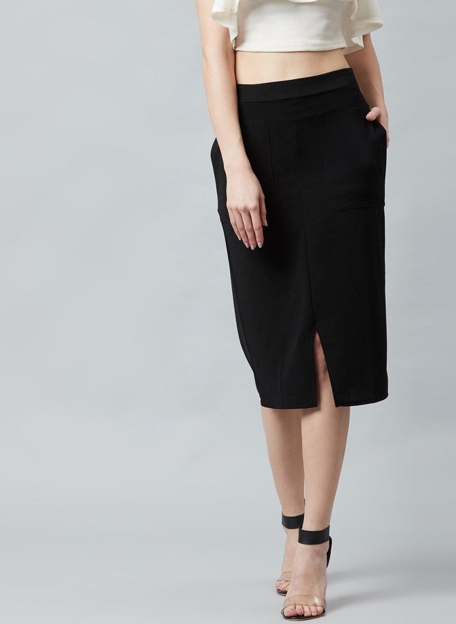 Athena Black Pencil Midi Skirt for Women - Image 1