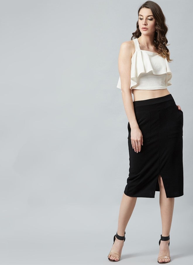 Athena Black Pencil Midi Skirt for Women - Image 5