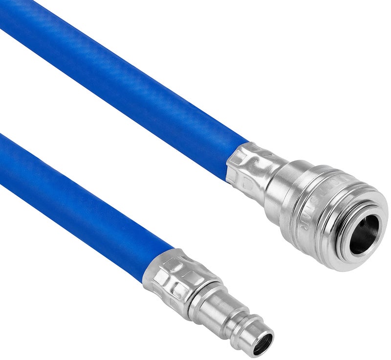 Poppstar Air Compressor Hose 15 m (PVC Hybrid with Fabric, Inner Diameter 9.2 mm with Quick Coupling and Hose Connector) up to 20 bar, Blue - Image 2