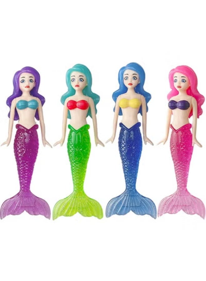 fantasize Pool Diving Toys, 4 Pcs Diving Mermaid with Sparkle Tails Swimming Pool Dive Toys, Dive Mermaid Underwater Pool Training Toys, for Improve Swimming and Diving Skills - Image 1