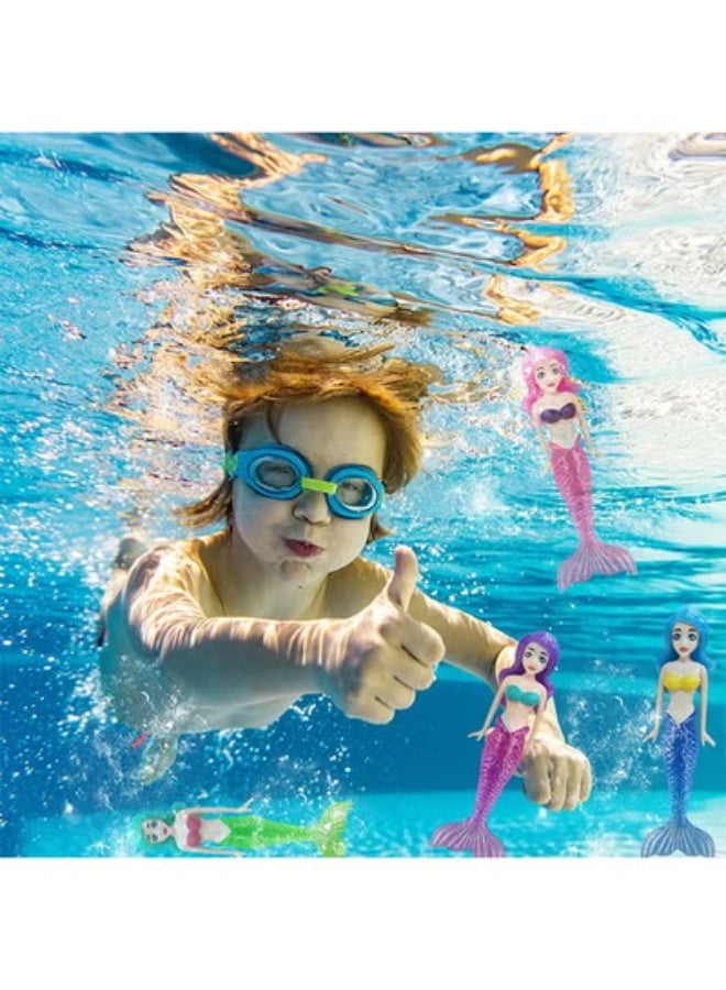 fantasize Pool Diving Toys, 4 Pcs Diving Mermaid with Sparkle Tails Swimming Pool Dive Toys, Dive Mermaid Underwater Pool Training Toys, for Improve Swimming and Diving Skills - Image 3