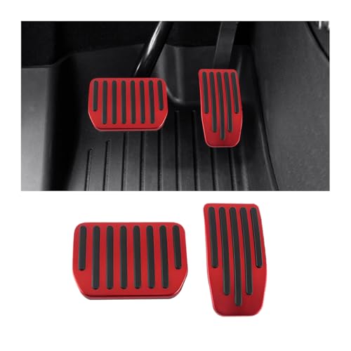 HZEL Car Foot Pedal Pads Set 2PCS Aluminum Vehicle Accelerator Pedal Covers Non Slip Performance Automotive Brake Foot Rest Pedal Extenders Replacement Compatible with Model 3 Model YRed - Image 1