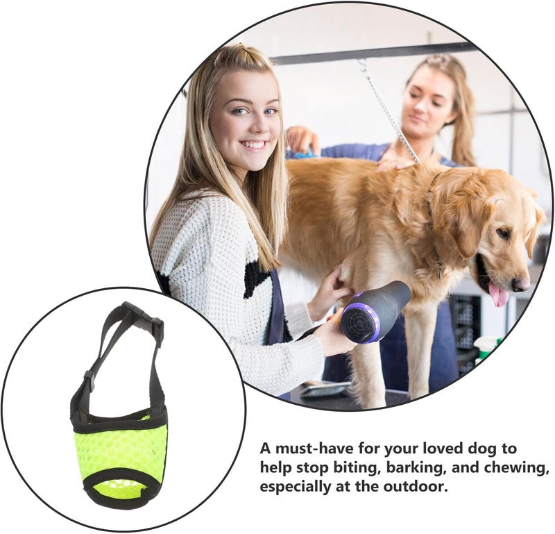 DOITOOL Dog Muzzle for Medium Dogs Breathable Anti-Biting Mouth Cover Drinking Hole Fluorescent Green Muzzle Suitable for Walking and Outdoor Use - Image 3
