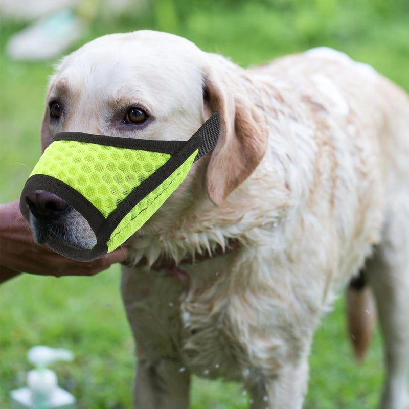 DOITOOL Dog Muzzle for Medium Dogs Breathable Anti-Biting Mouth Cover Drinking Hole Fluorescent Green Muzzle Suitable for Walking and Outdoor Use - Image 5