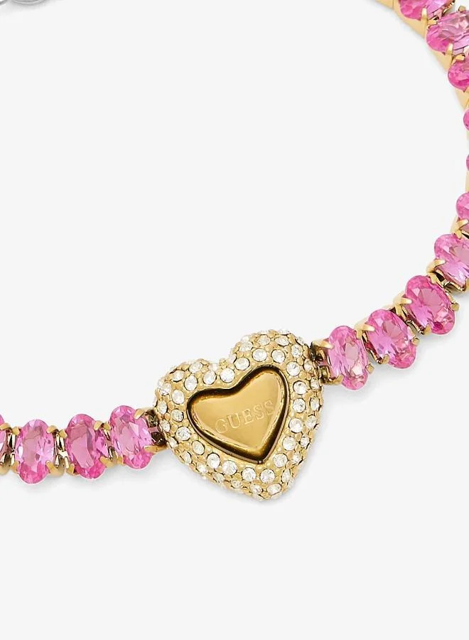 GUESS Pave Heart Tennis Chain Bracelet