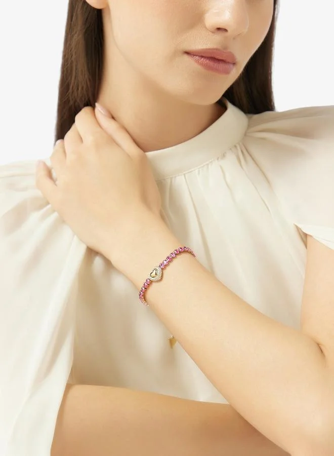 GUESS Pave Heart Tennis Chain Bracelet