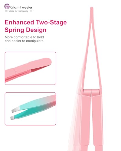 GlamTweeler Exclusive G01 Slant Tip Tweezers GlamTweeler High Precison Expert Eyebrow and Facial Hair Removal Tweezer with Leather Storage Carrying Case - Image 3
