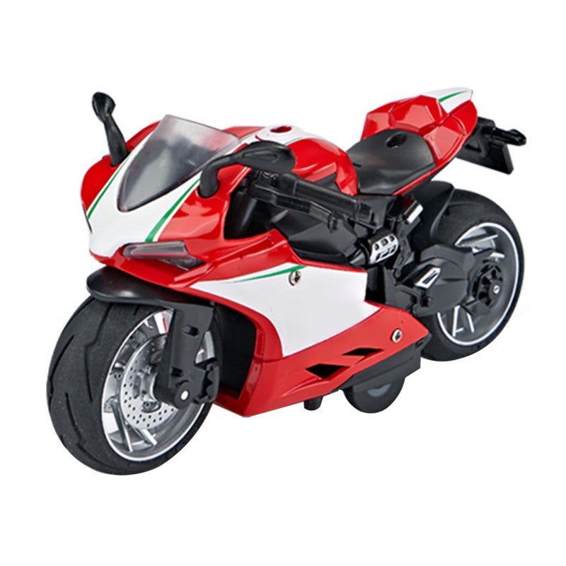 Pull Back Motorcycle Toy: 1:14 Scale Red Premium Alloy & Plastic - Fun Pull Back Mechanism Light & Sound Function Kids Motorcycle Toy for Boys & Children - Image 1