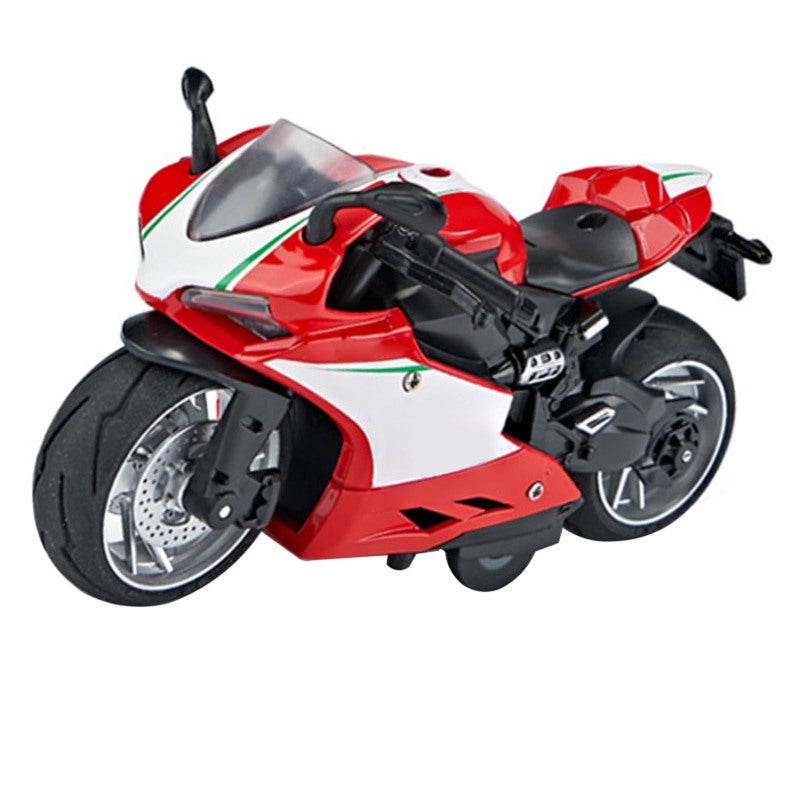 Pull Back Motorcycle Toy: 1:14 Scale Red Premium Alloy & Plastic - Fun Pull Back Mechanism Light & Sound Function Kids Motorcycle Toy for Boys & Children - Image 5