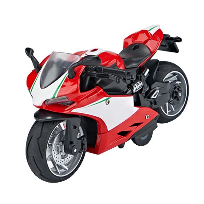 Pull Back Motorcycle Toy: 1:14 Scale Red Premium Alloy & Plastic - Fun Pull Back Mechanism Light & Sound Function Kids Motorcycle Toy for Boys & Children - Image 4