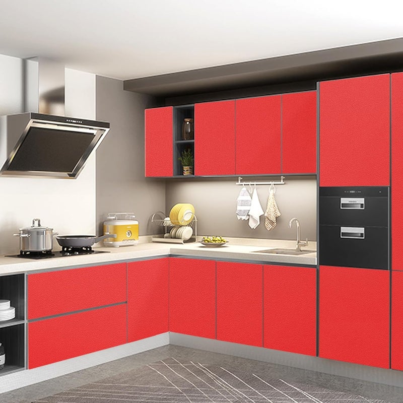 seonta 16"x78.7" Red Wallpaper Peel and Stick Wall Paper Self Adhesive Removable Thick Decorative Vinyl Film Waterproof Contact Paper for Walls Countertop Cabinets Furniture - Image 3