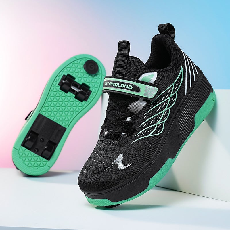 Children'S Heelys Shoes 2025 Medium And Large Children'S Four-Wheel Skates Student Double Row Boys And Girls Shoes - Image 5