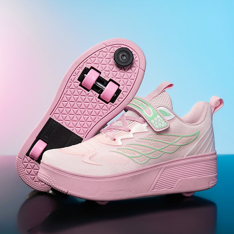 Children'S Heelys Shoes 2025 Medium And Large Children'S Four-Wheel Skates Student Double Row Boys And Girls Shoes - Image 4