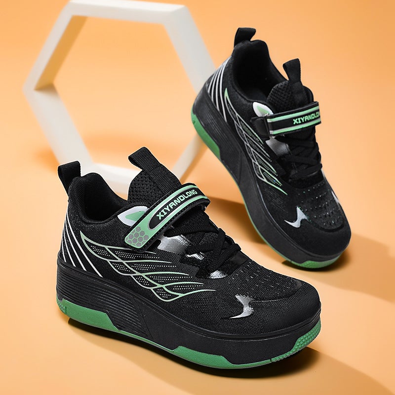Children'S Heelys Shoes 2025 Medium And Large Children'S Four-Wheel Skates Student Double Row Boys And Girls Shoes - Image 3