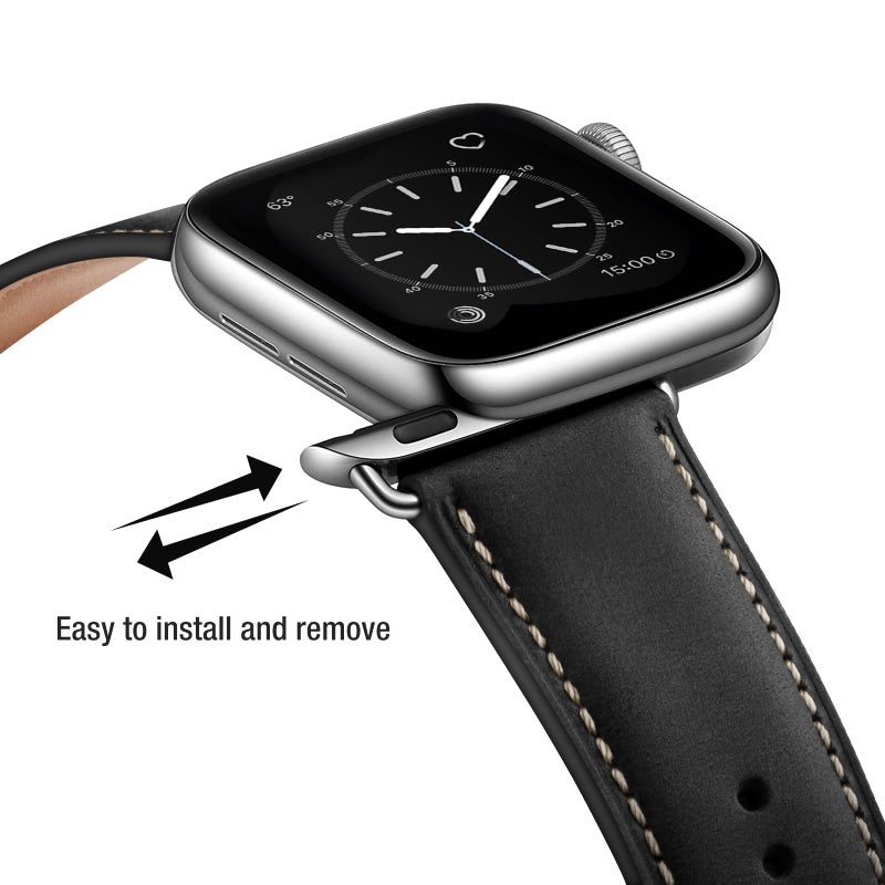 SUNFWR Leather Bands Compatible with Apple Watch Band 42mm(Series 3 2 1) 44mm 45mm 46mm 49mm for Men Women, Top Grain Genuine Leather Replacement Strap for iWatch Ultra 3 2 1, SE3 2 1, Series 11 10 9 8 7 6 5 4 3 2 1 - Image 4