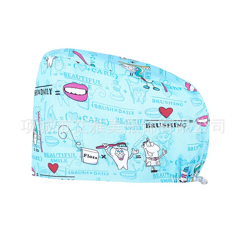 Surgical Cap Women'S Cotton Adjustable Breathable Cartoon Printed Pattern Operating Room Clinic Work Oral Dental Hat - Image 1