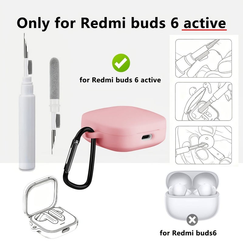 For Redmi Buds 6 Active 2024 Black Protective Cover Set With Cleaning Pen And Metal Hook - Image 1