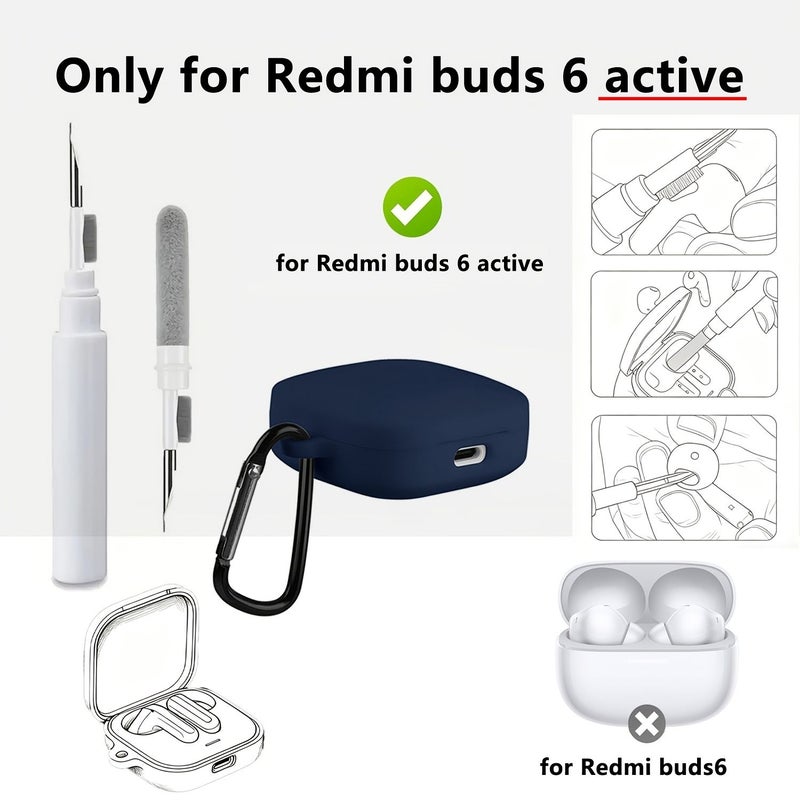 For Redmi Buds 6 Active 2024 Black Protective Cover Set With Cleaning Pen And Metal Hook - Image 5