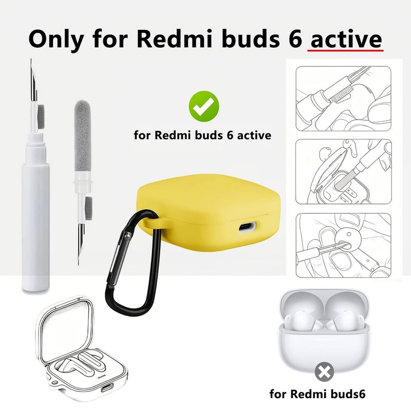 For Redmi Buds 6 Active 2024 Black Protective Cover Set With Cleaning Pen And Metal Hook - Image 2