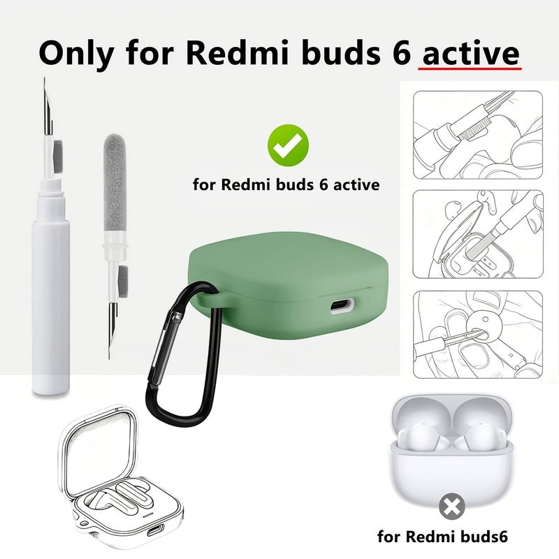 For Redmi Buds 6 Active 2024 Black Protective Cover Set With Cleaning Pen And Metal Hook - Image 3