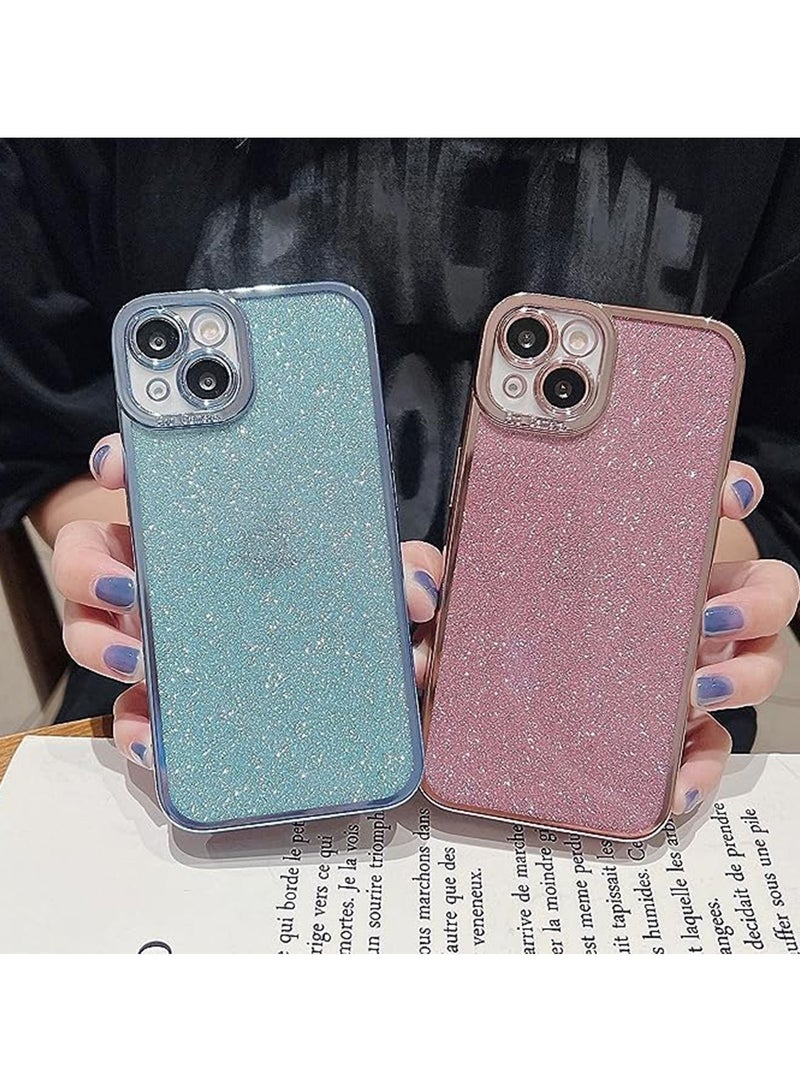 iPhone 15 Case Cover For Women Girls Glitter Luxury Flexible Plating Shockproof Full Camera Lens Protective Protection Accessories Phone Back Cover