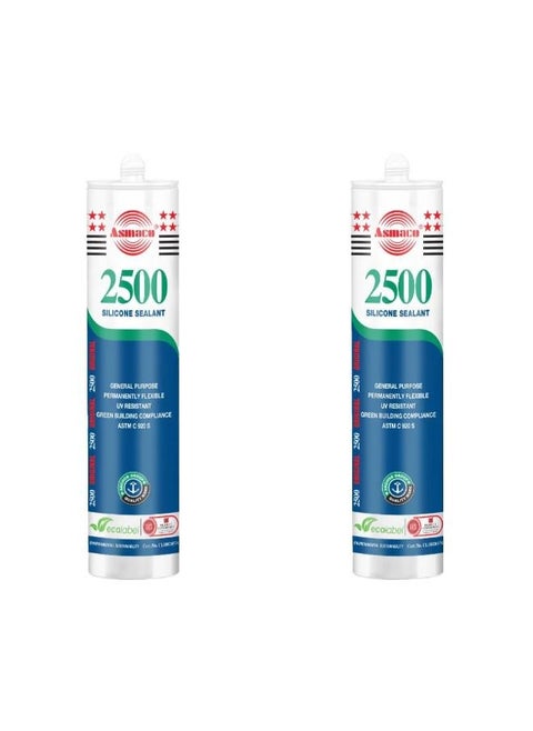 Asmaco 2500 Silicone Sealant - Clear - 280 Ml - Set of 02