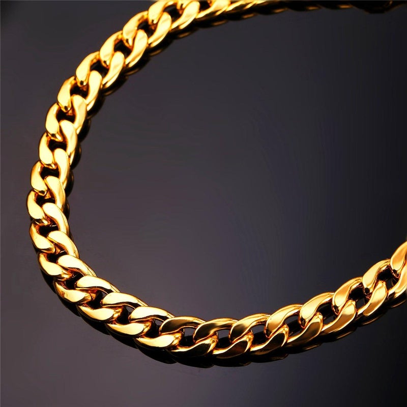 U7 Barefoot Jewelry 18K Gold Plated Cuban Chain Anklet Women/Men Foot Bracelet, 22-27 CM Long - Image 3