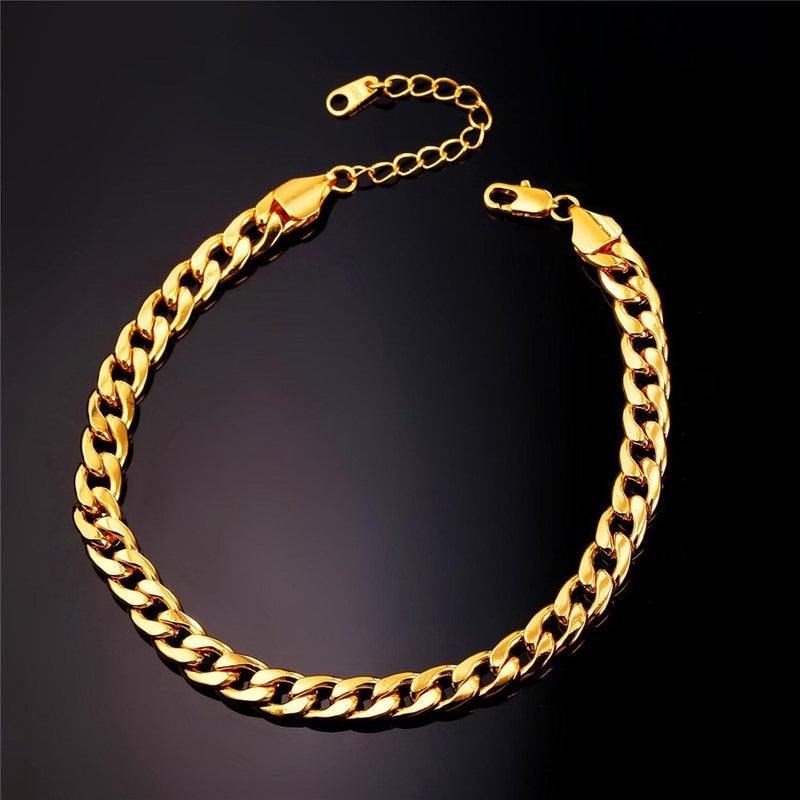 U7 Barefoot Jewelry 18K Gold Plated Cuban Chain Anklet Women/Men Foot Bracelet, 22-27 CM Long - Image 4