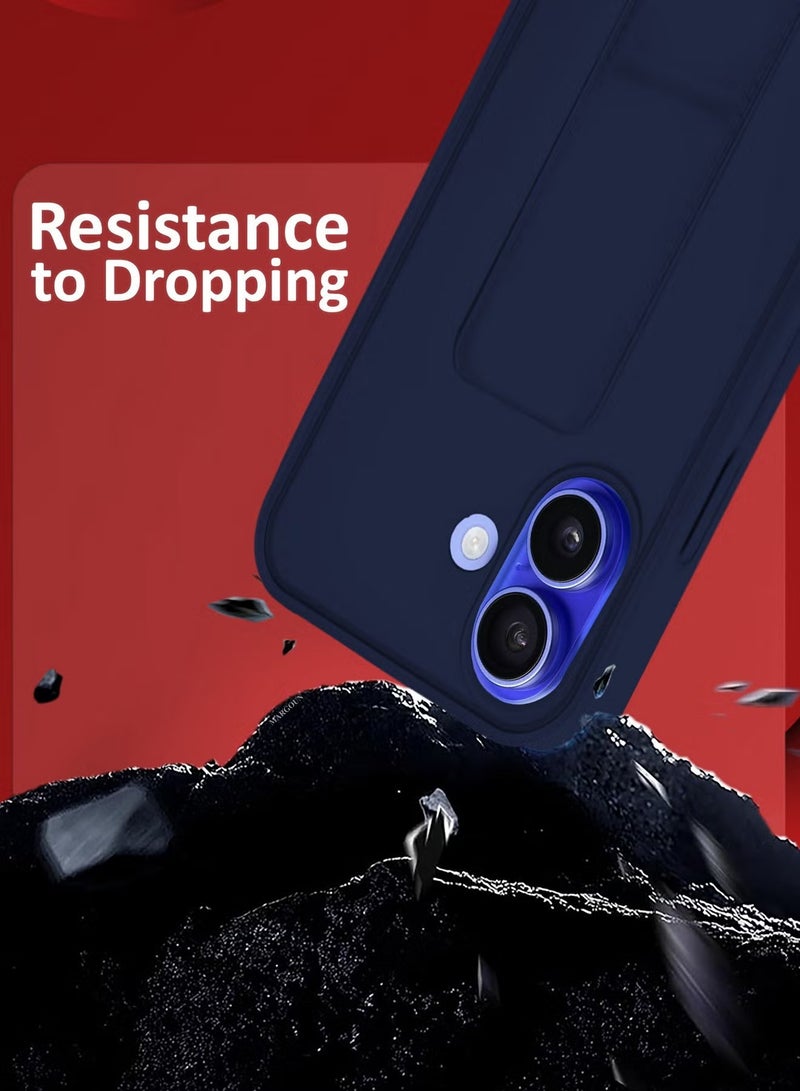 ELTRAZONE 2-Pack Premium PU Leather Case & Screen Protector for iPhone 16 Plus – Shockproof, Anti-Scratch, Stand Function, Finger Grip Case Cover (Blue) - Image 4