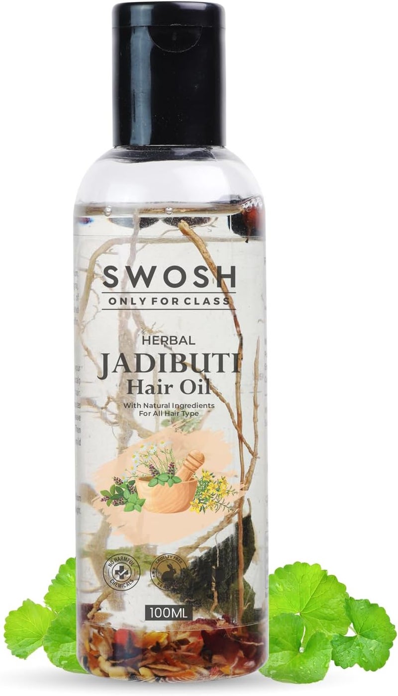 SWOSH SWOSH Ayurvedic Herbal Jadibuti Hair Oil for Hair Nourishment 100 ml - Enriched with Amla, Onion and Aloe Vera Extracts | Suitable for All Hair Types | for Men and Women 